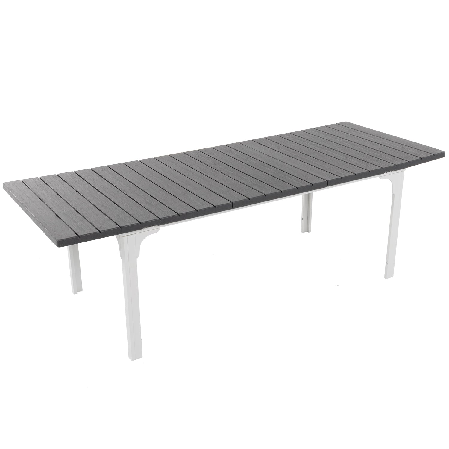 VESTIAMO CASA GIARDINO - Tavolo da giardino allungabile in acciaio con Doghe Effetto Legno - h76x180/240x89,5 cm
